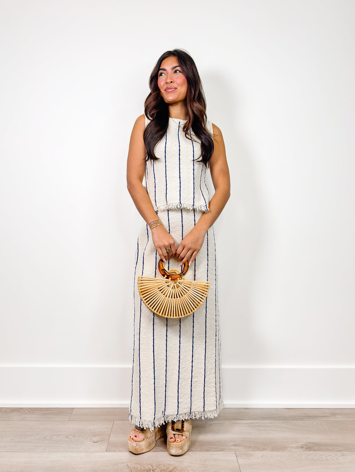 The Capri Stripe Midi Skirt
