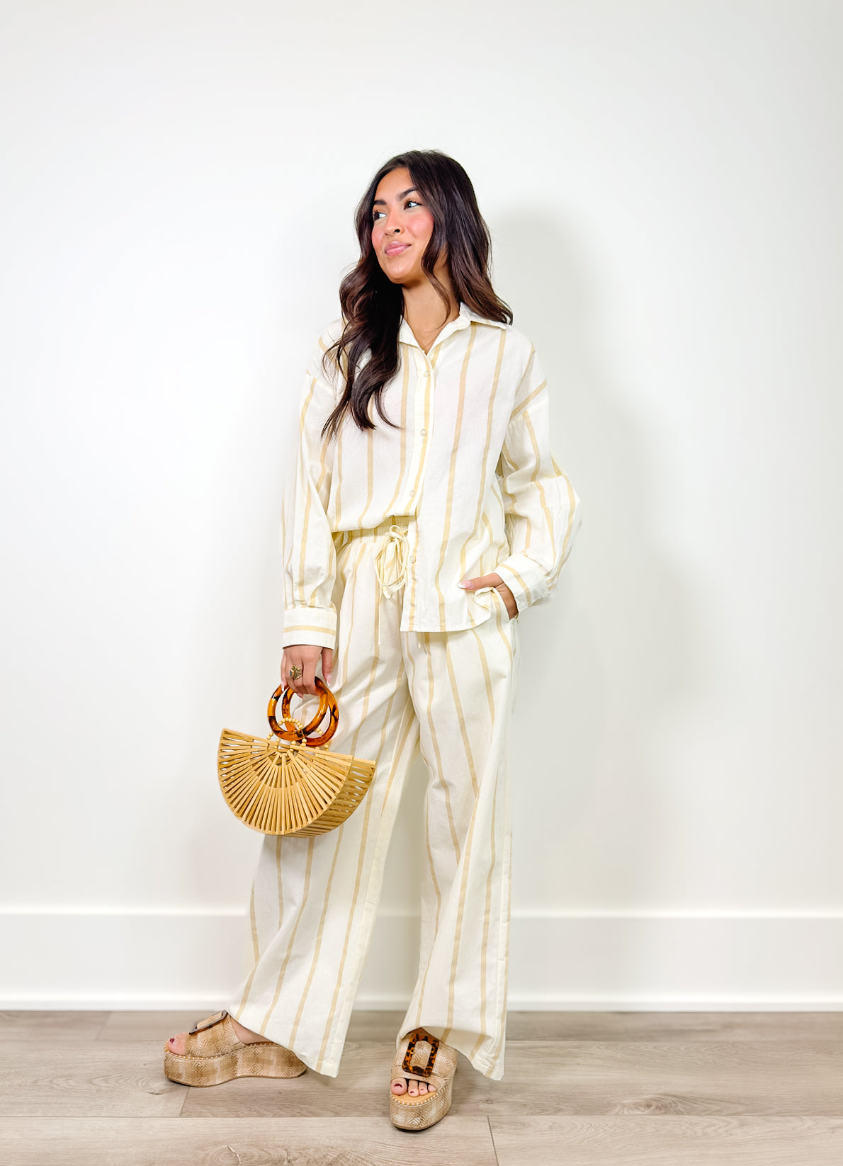 Coco Striped Button Down Linen Top