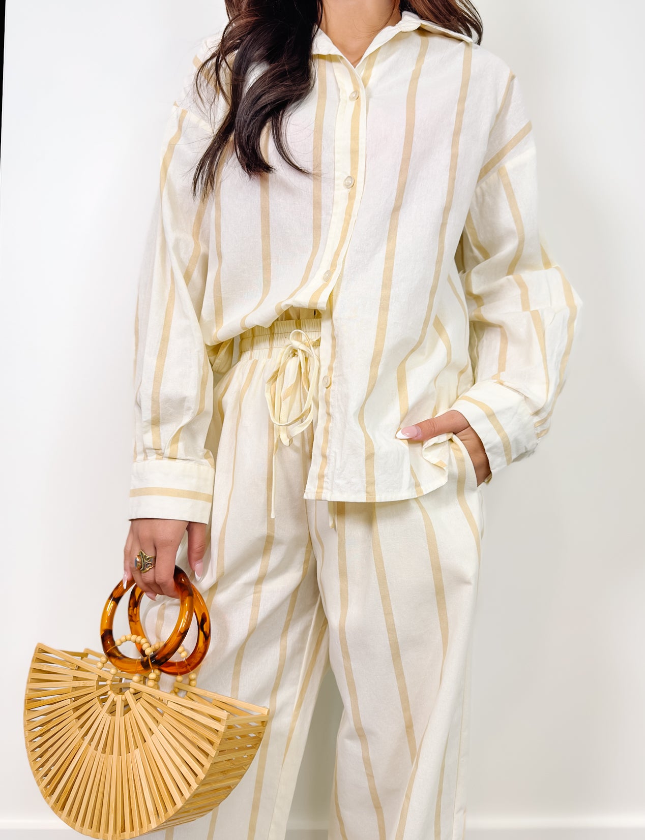 Coco Striped Button Down Linen Top