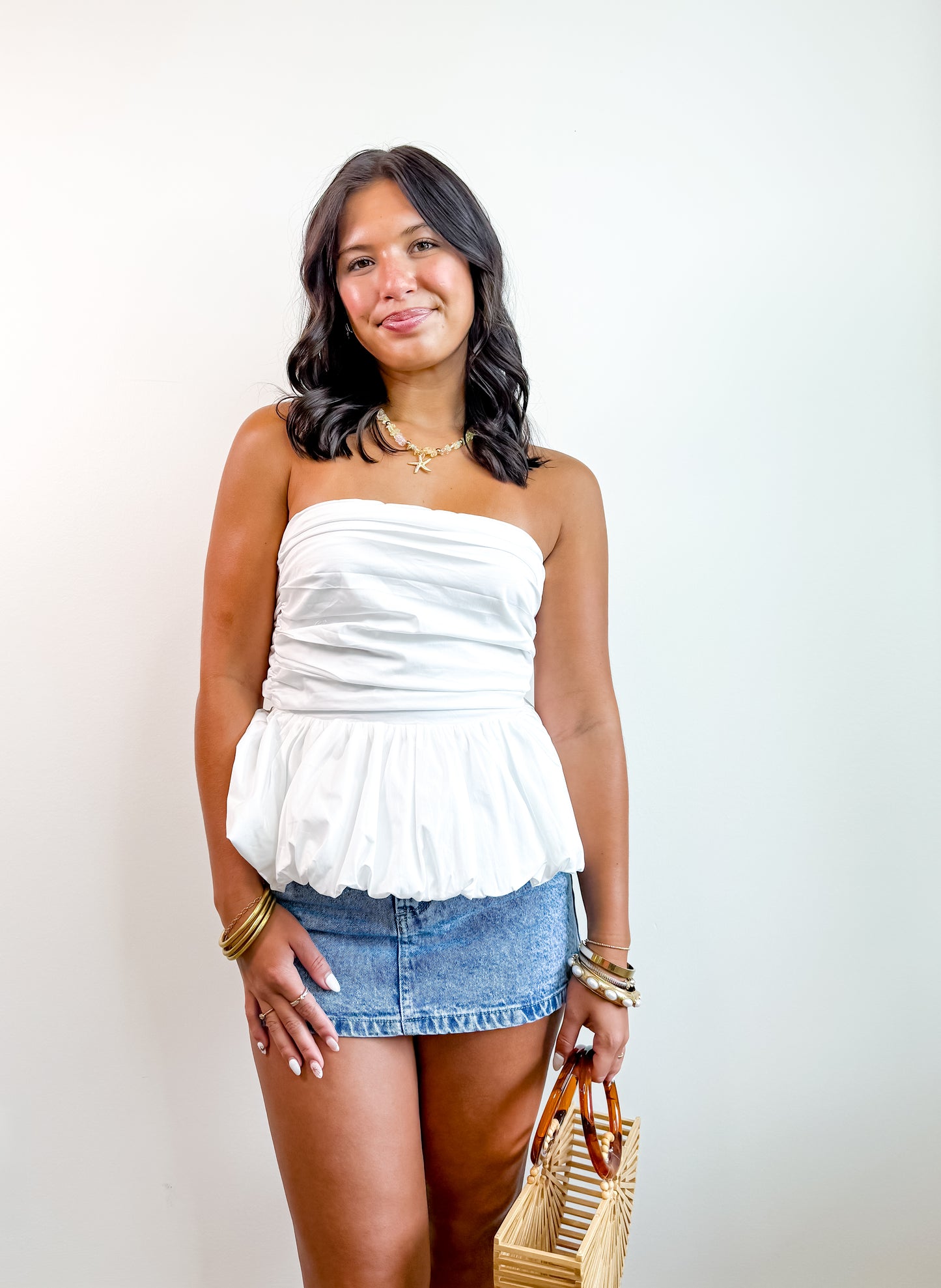 Betsy Ruched Bubble Tube Top