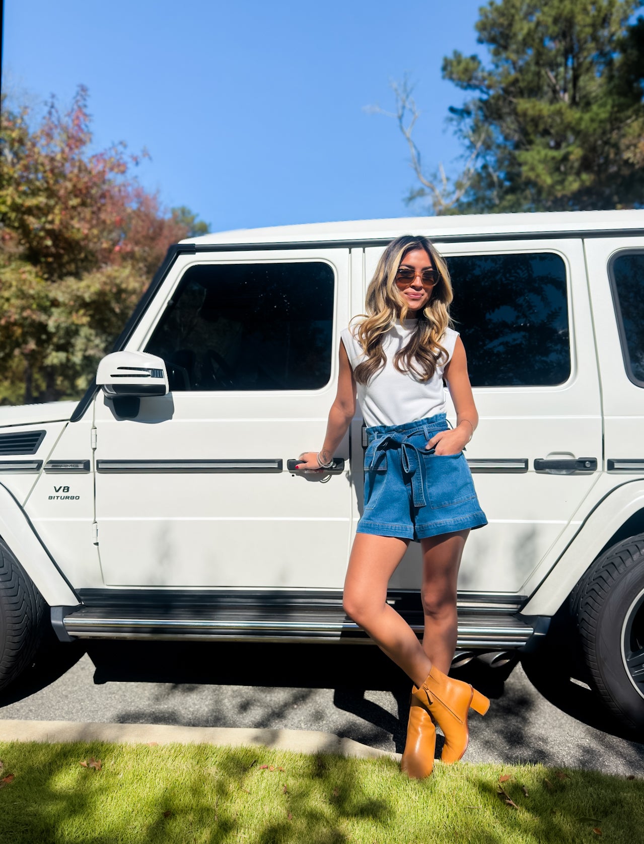 The Cali Denim Tie-Waist Shorts