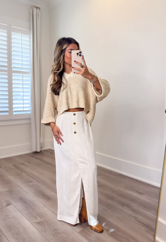 Coastal Linen Midi Skirt