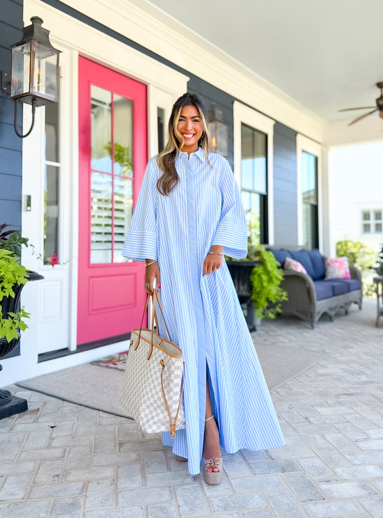 Bailey (Blue) Loose Fit Striped Maxi Dress