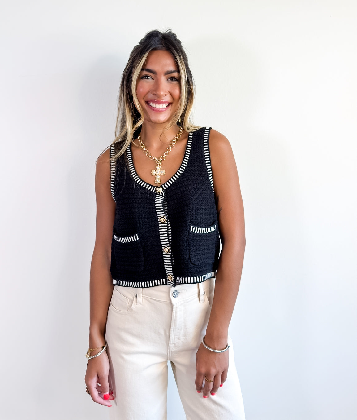 The Parisian Crop Knit Vest