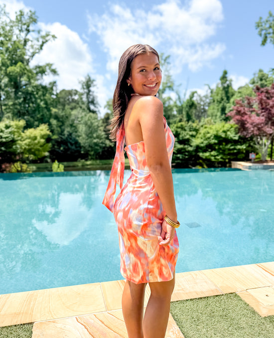 Sunny Satin Halter Neck Mini Dress