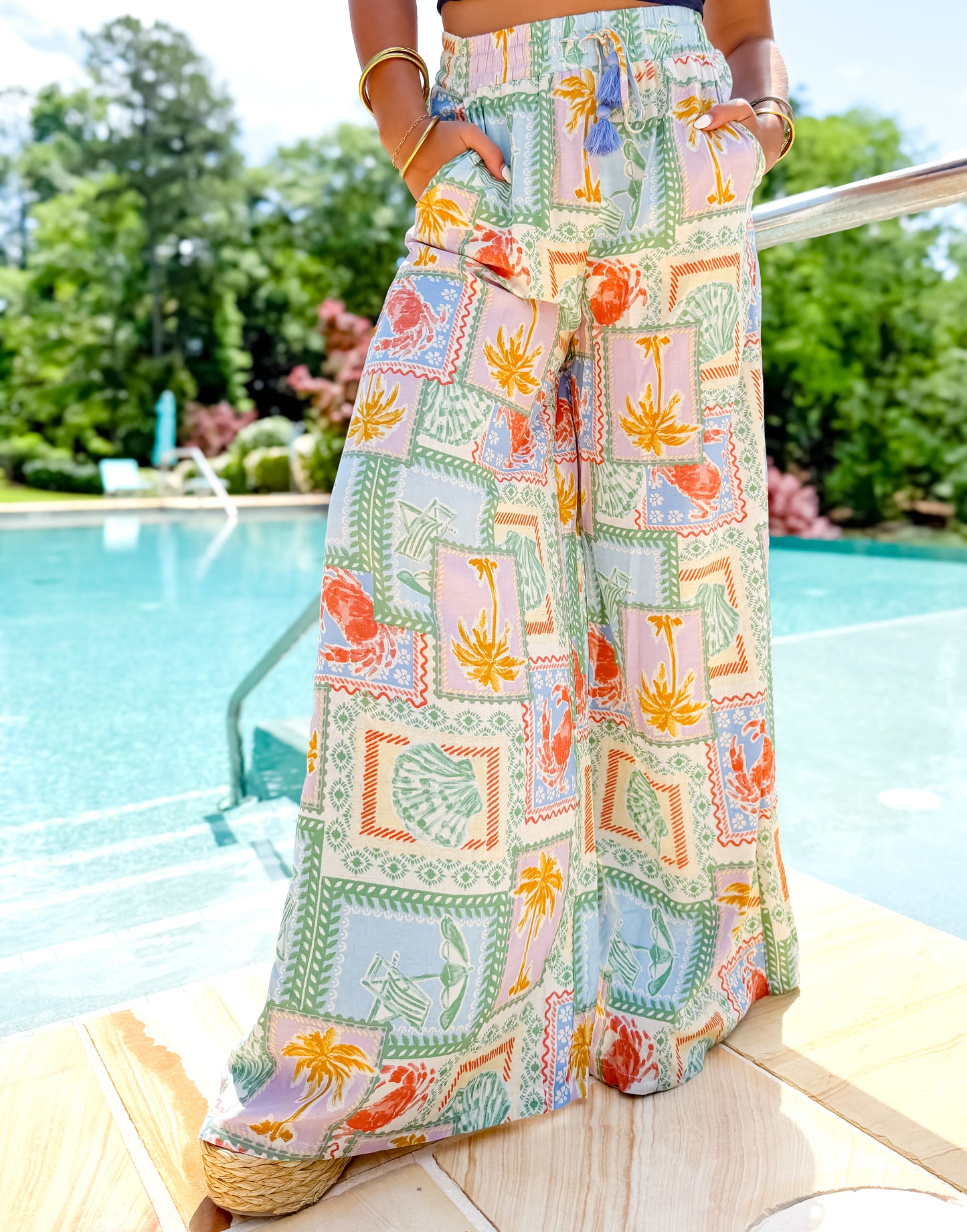 Tropical Wide Leg Pants