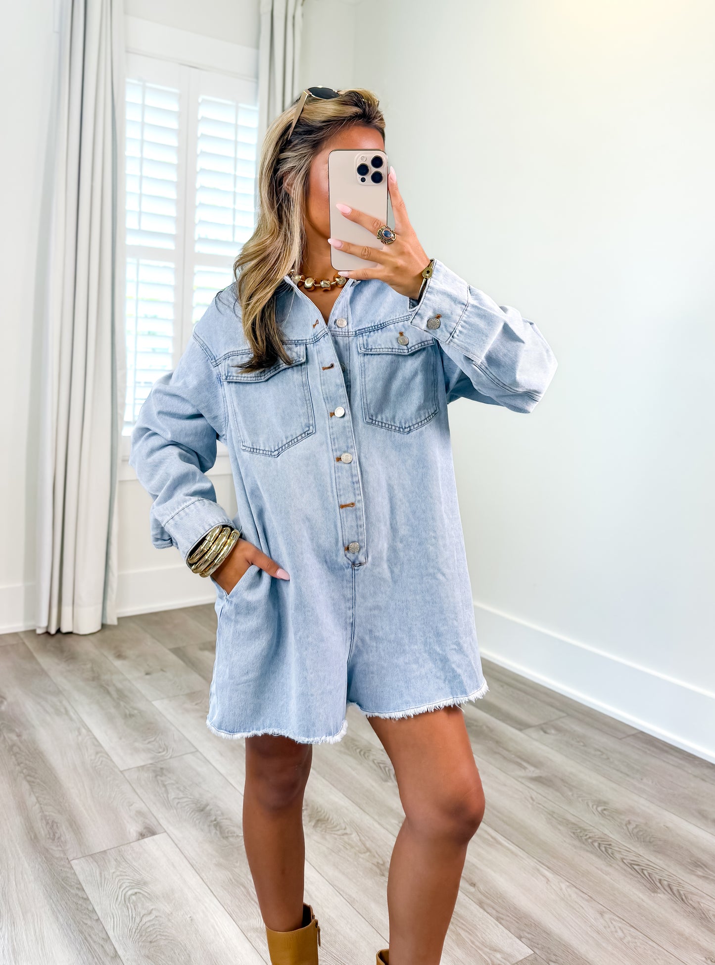 Harlow Denim Oversized Romper