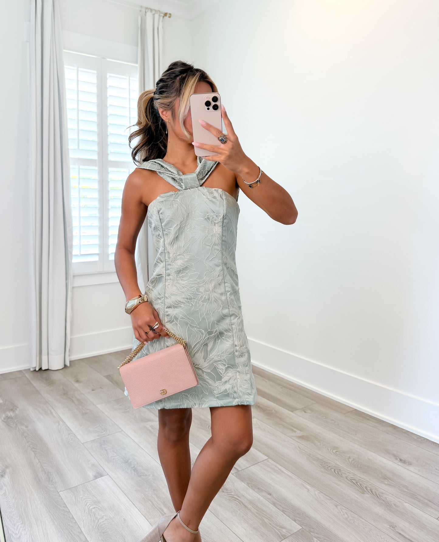 Skylar Sage Jacquard Mini Dress