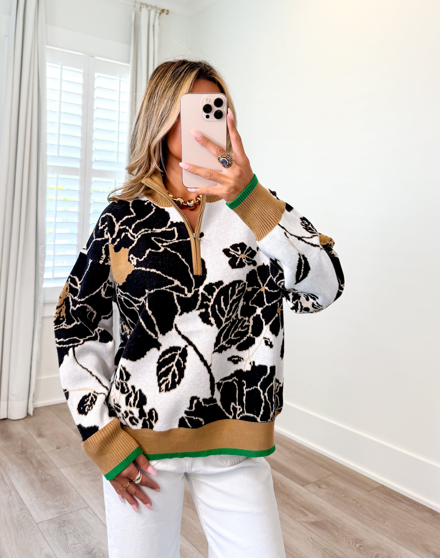 Elle Mock Neck Half Zip Pullover