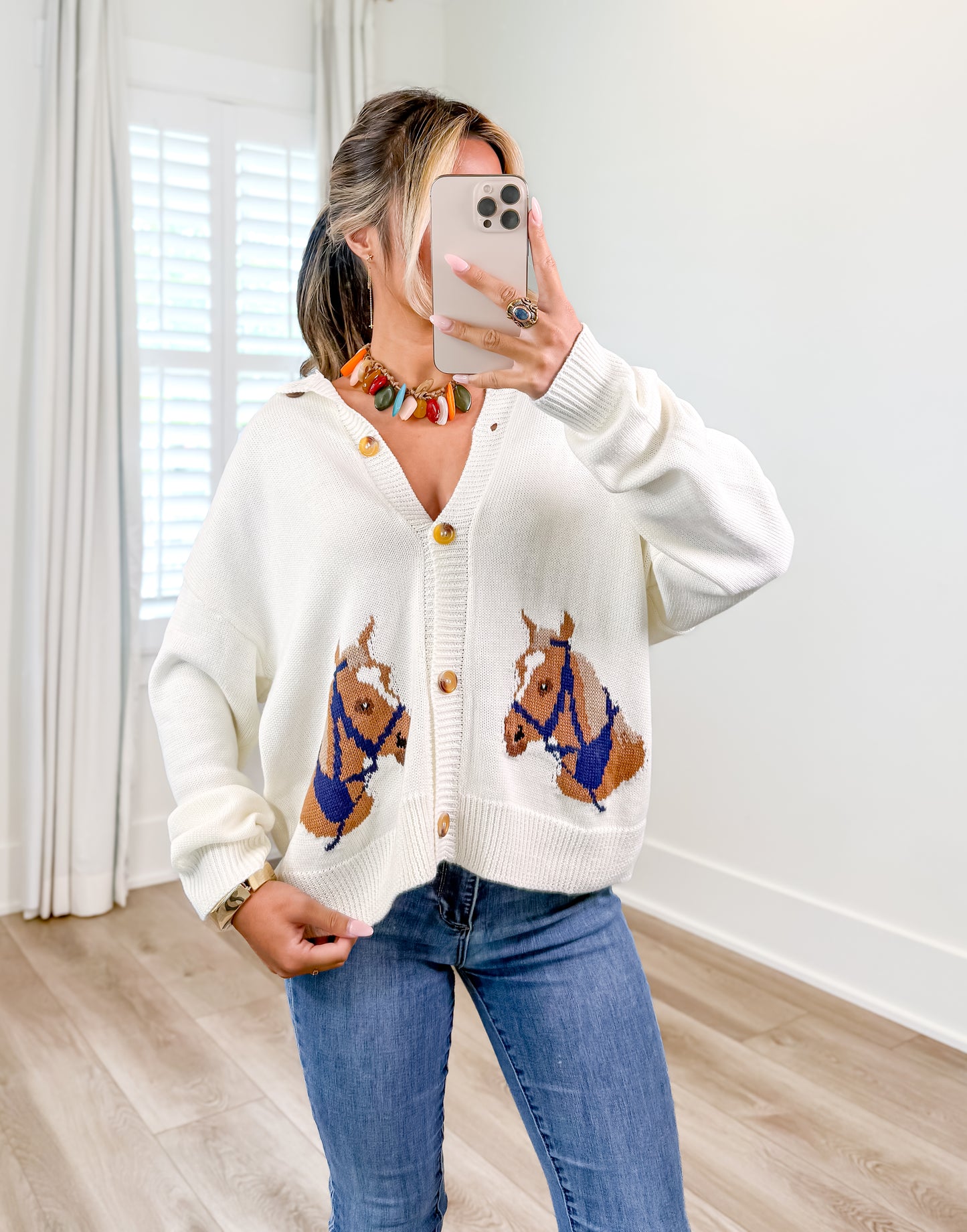 Horse Graphic Long Sleeve Cardigan