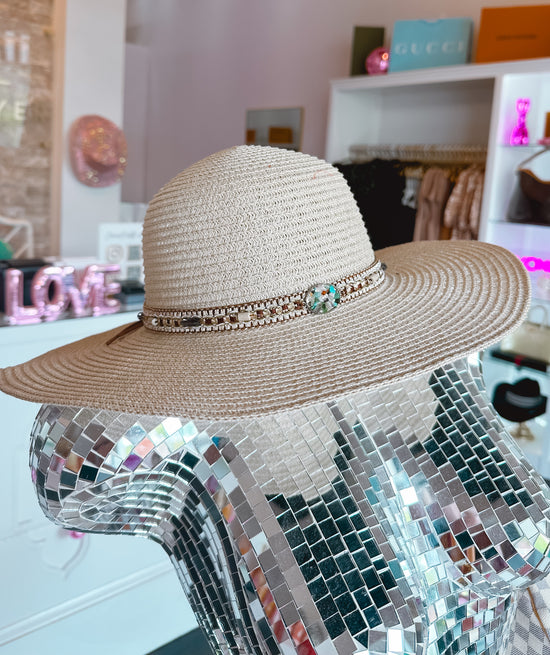 Beaded Floppy Straw Hat