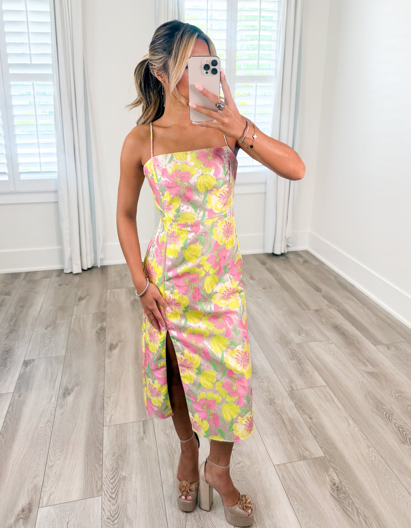 Always In Bloom Jacquard Midi Dress