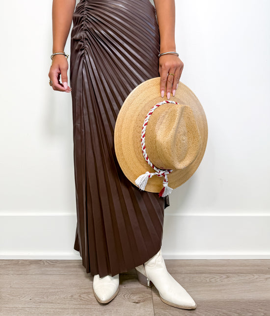 Bella Brown Pleated Midi Skirt