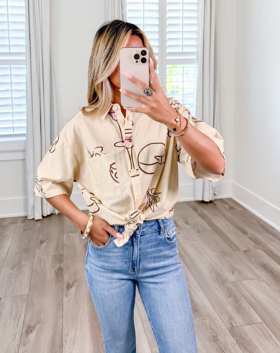 Cocktail Hour Button Up Top