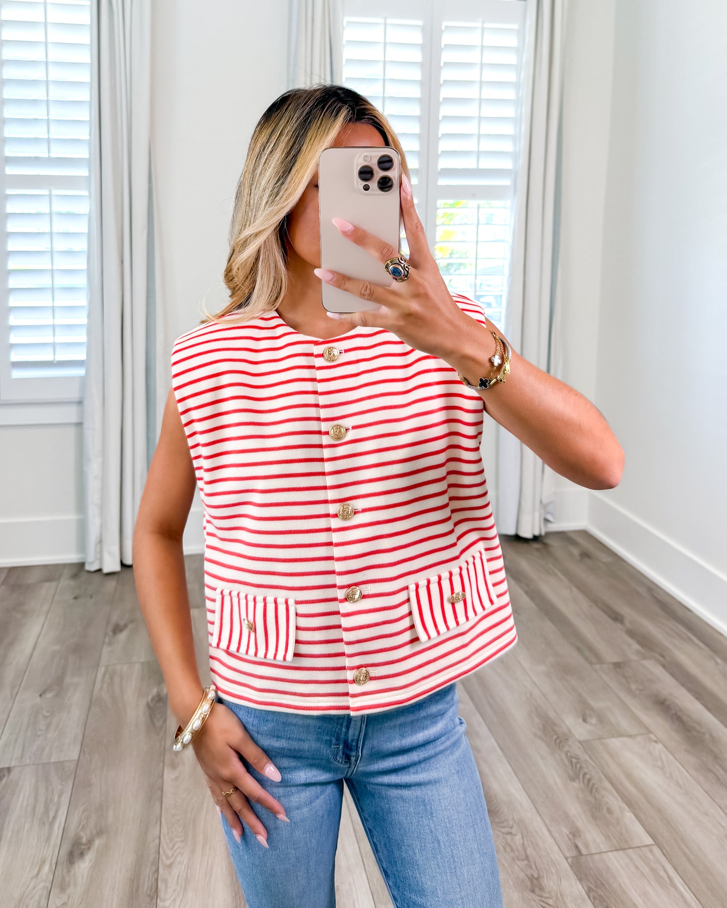Retro Red Blouse