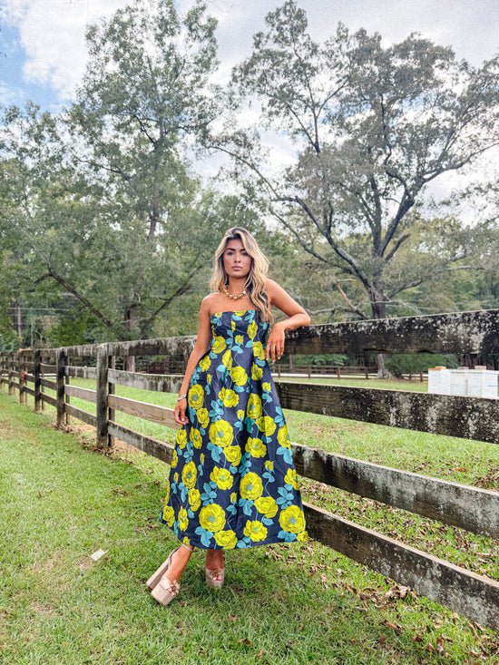 Midnight Bloom Midi Dress