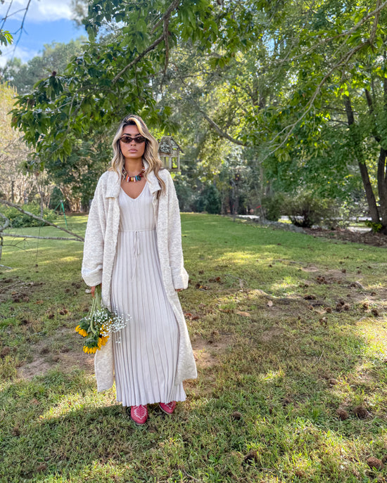 Lucille Taupe Rib Knit Maxi Dress