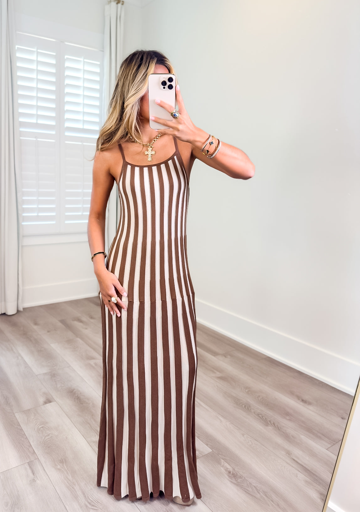 Bentley Brown Knit Ribbed Maxi Dress