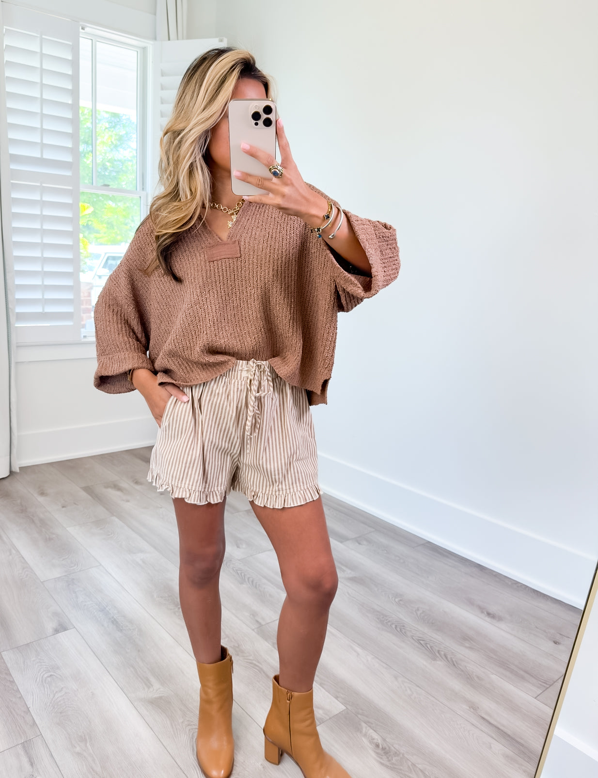 Luna Striped Ruffled Shorts