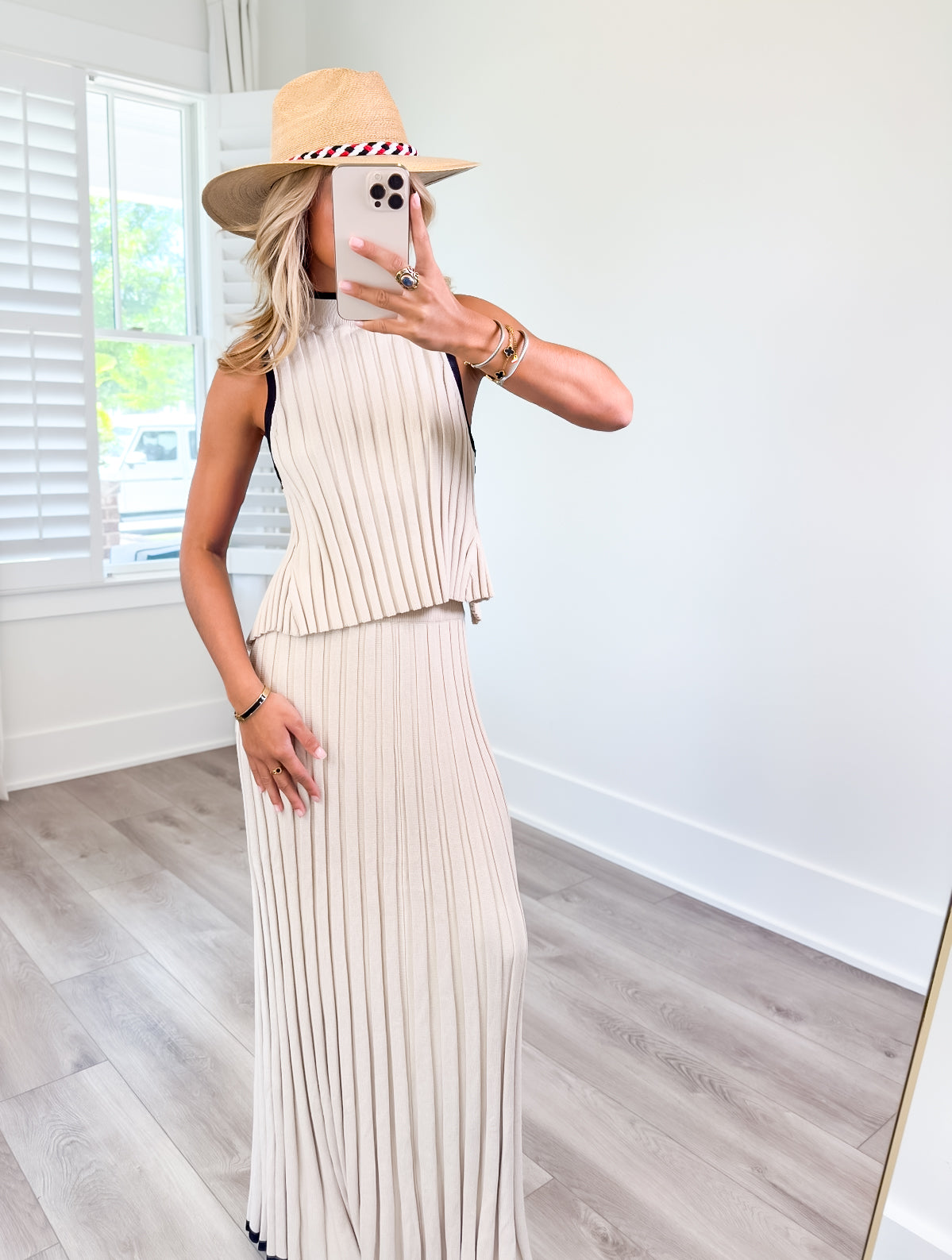 Taupe Ribbed Knitted Maxi Skirt