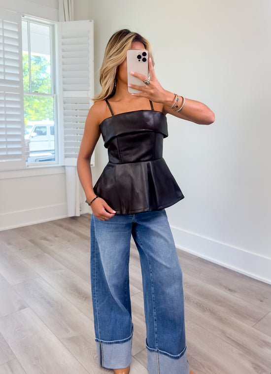 Betsy Black Peplum Top