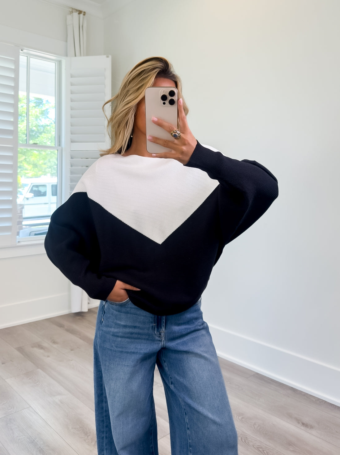 Sally Black & White Knit Sweater