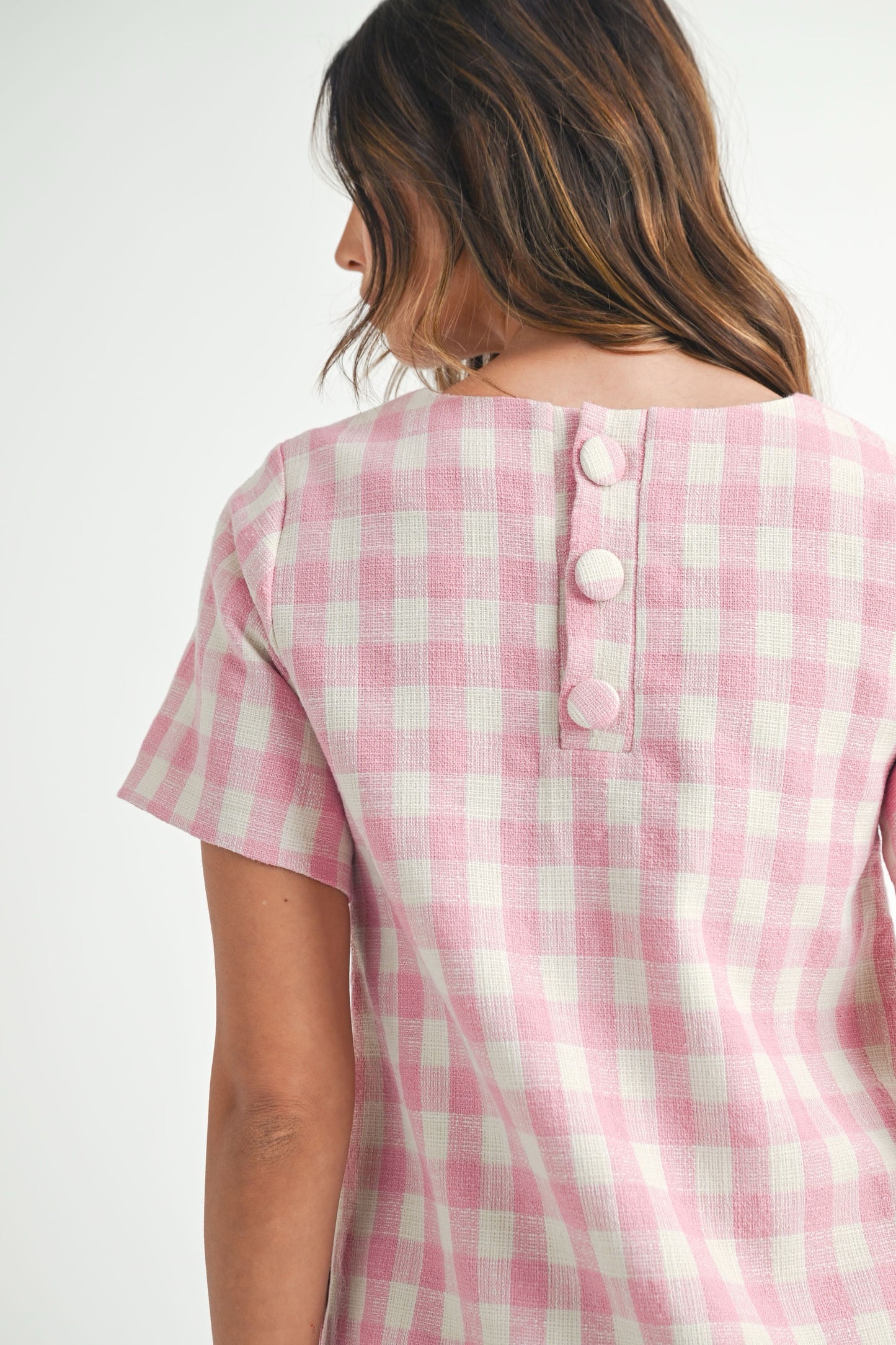 Pink Gingham A-Line Scallop Mini Dress (PRE-ORDER - AVAILABLE TO SHIP 2/11)