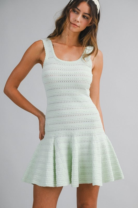 Minty Breeze Pointelle Mini Dress (PRE-ORDER - AVAILABLE TO SHIP 2/11)