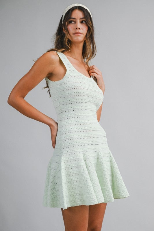 Minty Breeze Pointelle Mini Dress (PRE-ORDER - AVAILABLE TO SHIP 2/11)