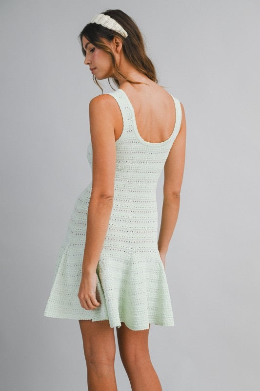 Minty Breeze Pointelle Mini Dress (PRE-ORDER - AVAILABLE TO SHIP 2/11)