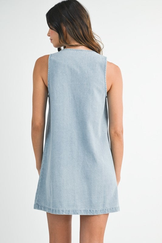 Carolina Denim Scallop Button Mini Dress