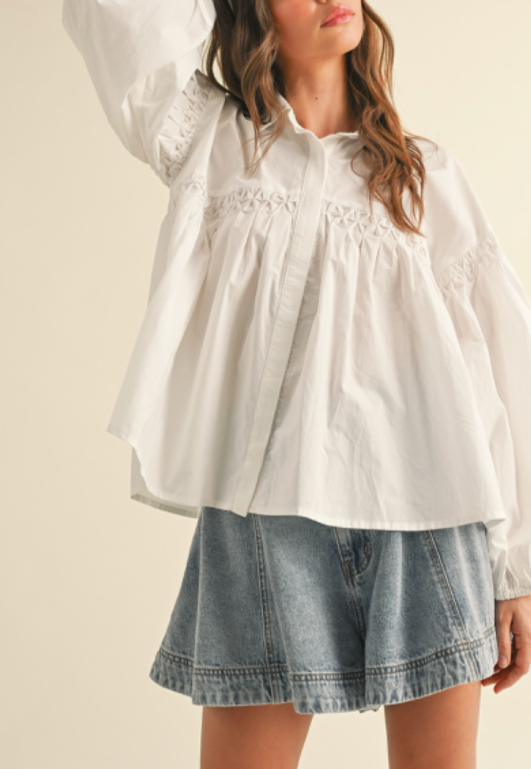 Eloise Detailed Button Down Blouse