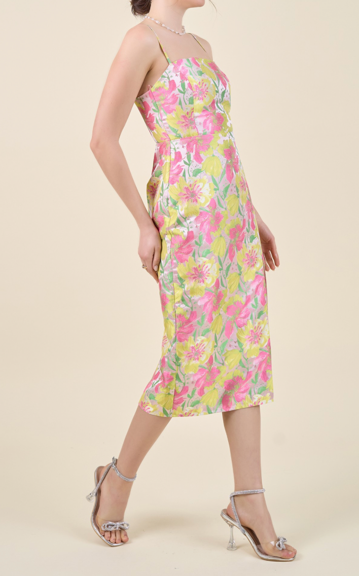 Always In Bloom Jacquard Midi Dress