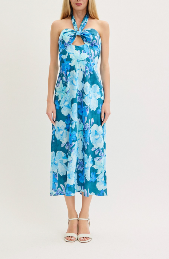 Aloha Halterneck Satin Midi Dress