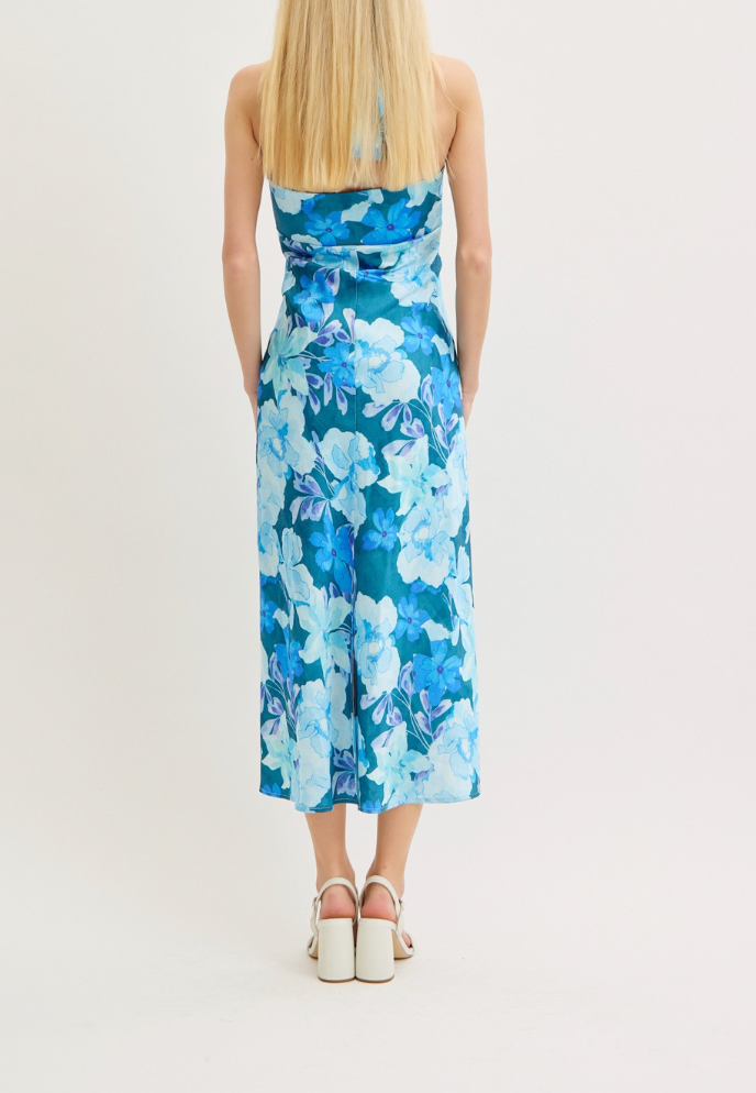 Aloha Halterneck Satin Midi Dress