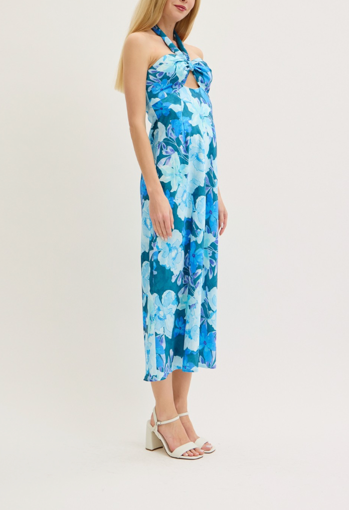 Aloha Halterneck Satin Midi Dress