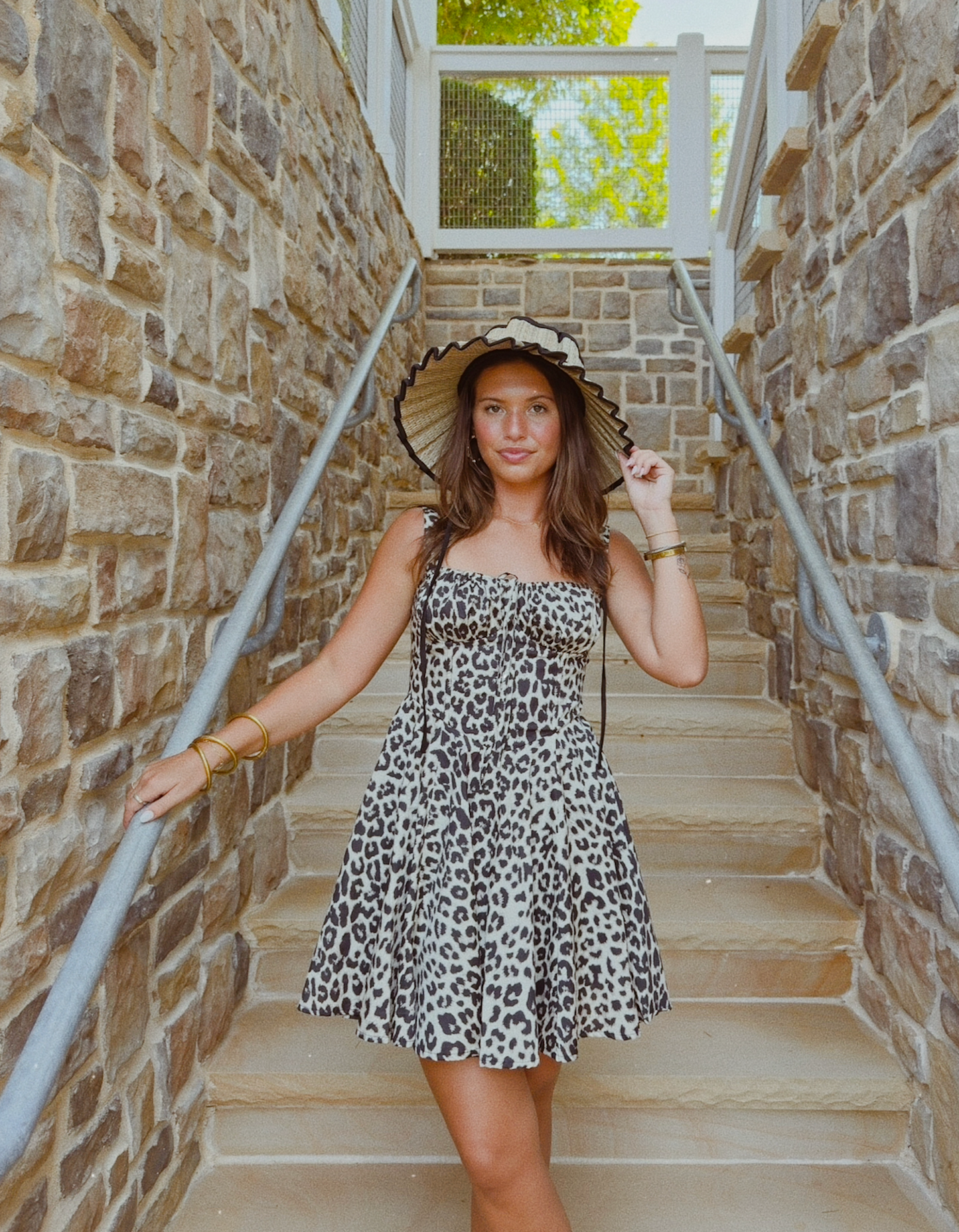 Leopard Back Lace Up Mini Dress