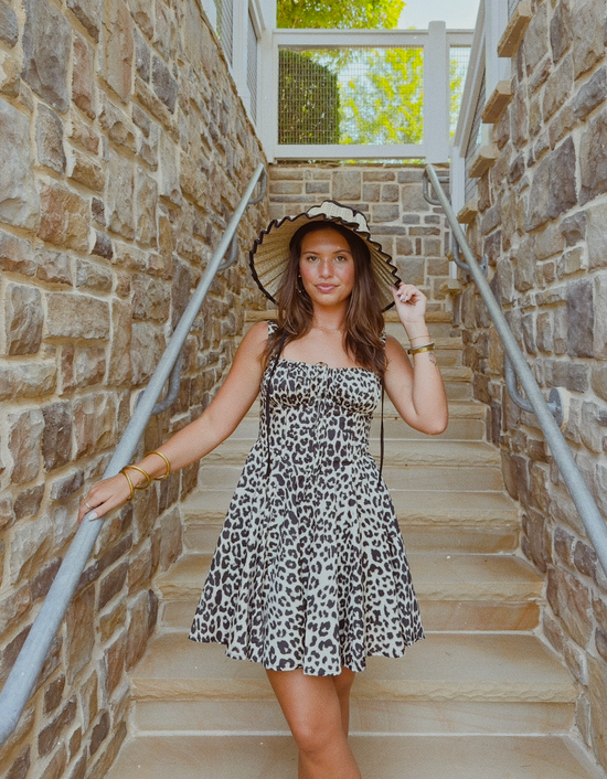 Leopard Back Lace Up Mini Dress