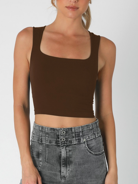 Brown Square Neck Tank