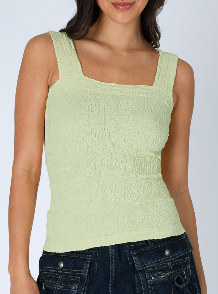 Sage Square Neck Textured Tank