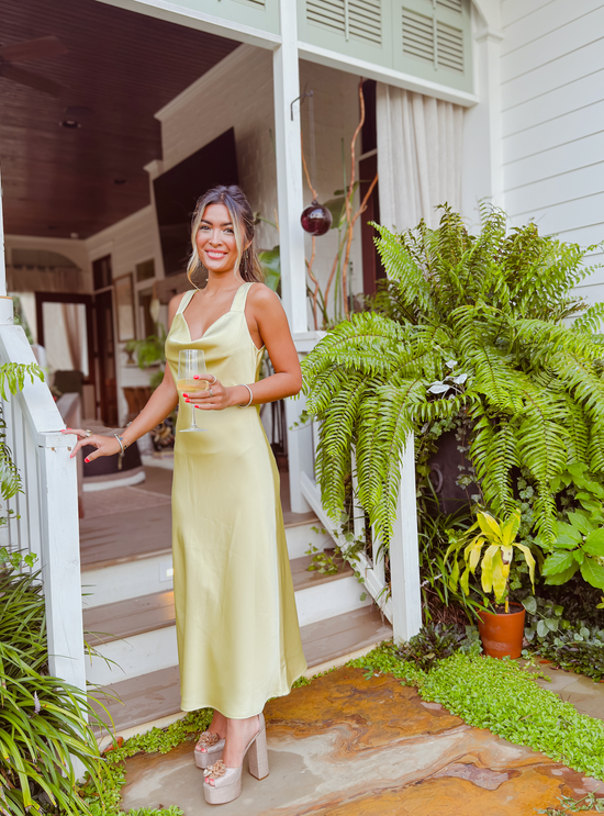 Sage Serenity Satin Dress