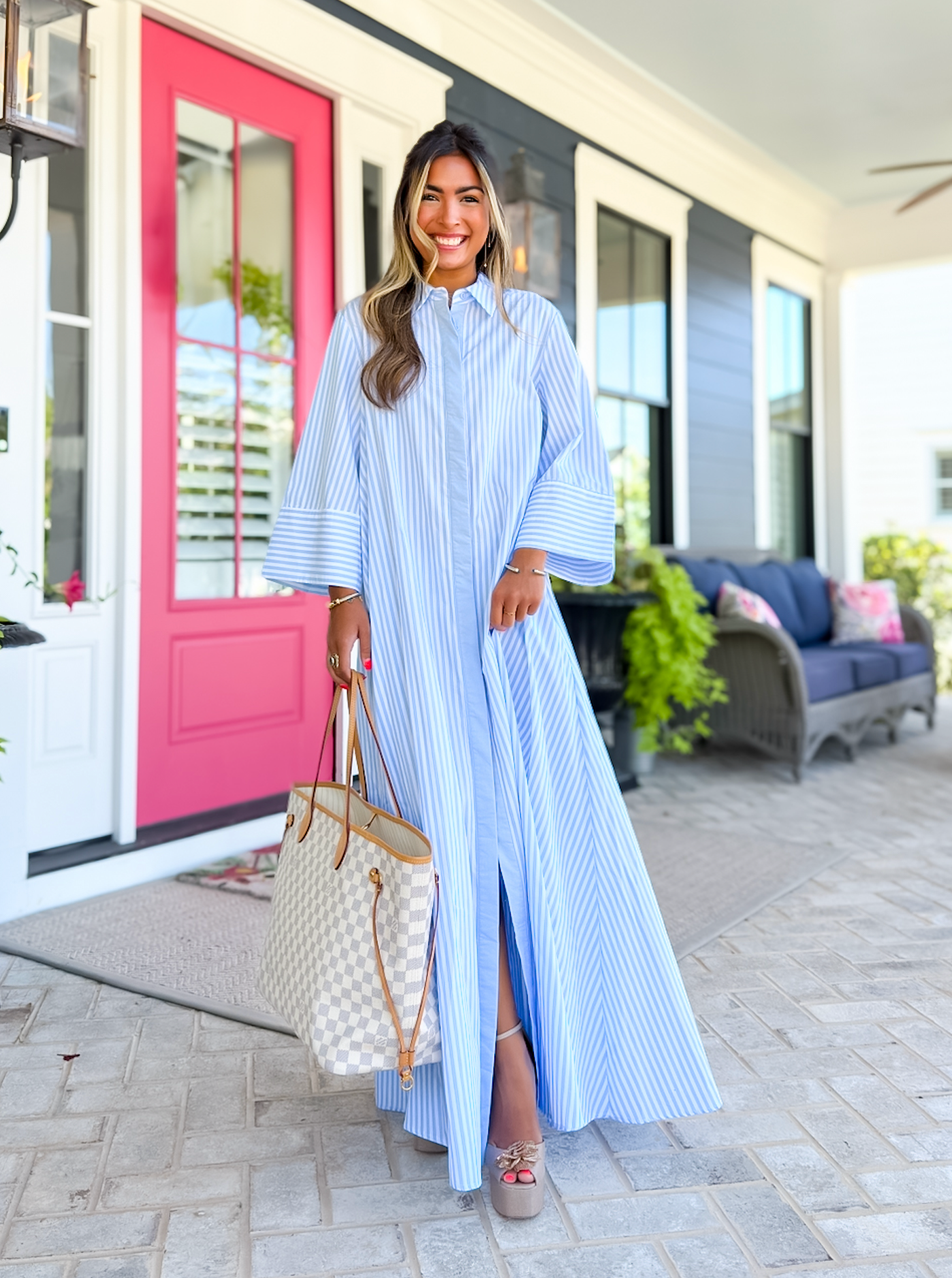 Bailey (Blue) Loose Fit Striped Maxi Dress