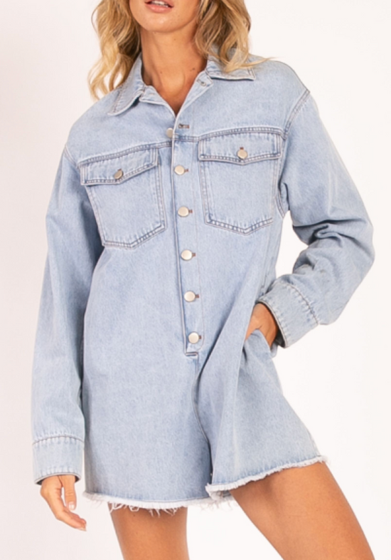 Harlow Denim Oversized Romper