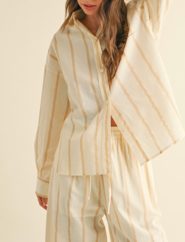 Coco Striped Button Down Linen Top