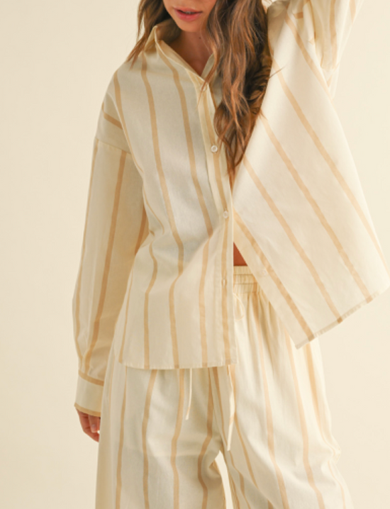 Coco Striped Button Down Linen Top