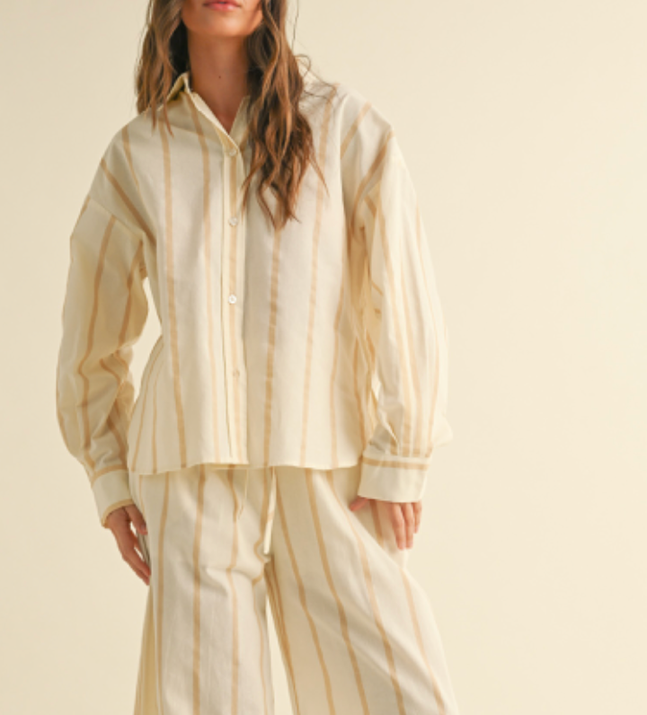 Coco Striped Button Down Linen Top