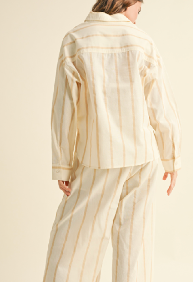 Coco Striped Button Down Linen Top
