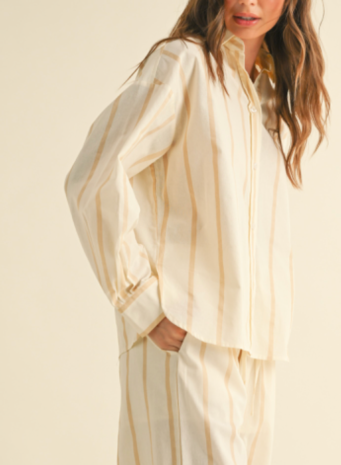 Coco Striped Button Down Linen Top