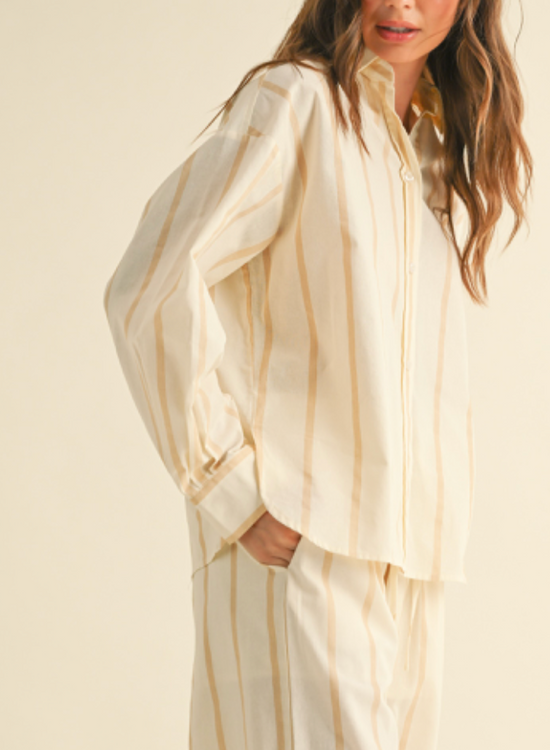 Coco Striped Button Down Linen Top