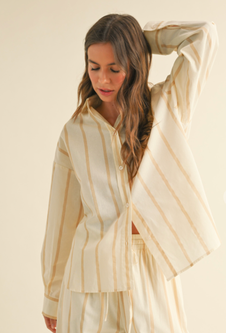 Coco Striped Button Down Linen Top